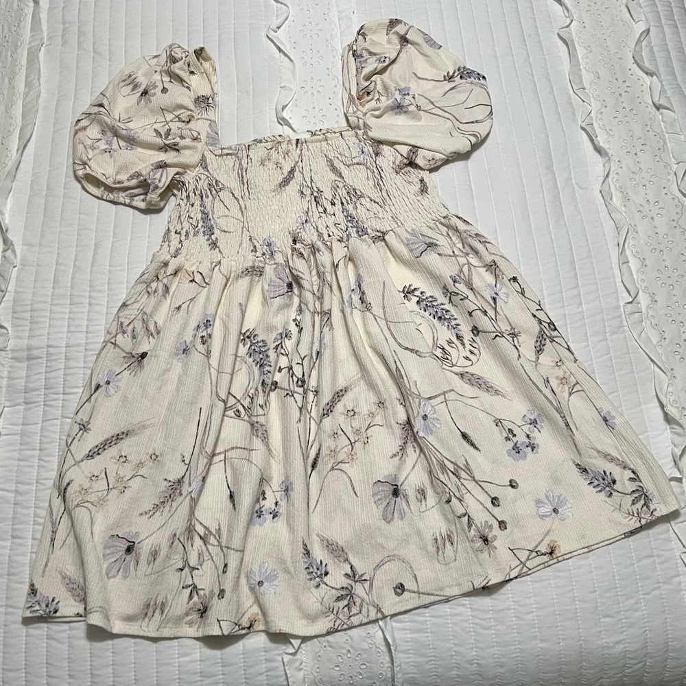 H&M Square neck puff sleeve floral dress size XL